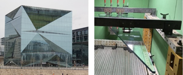 Figure 2: CUBE: view of building and testing of overhead-glazing in climatic chamber